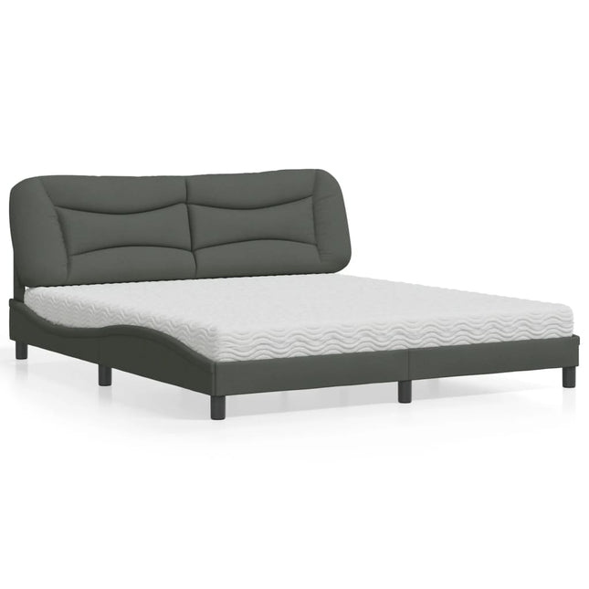 Bed met matras stof donkergrijs 180x200 cm