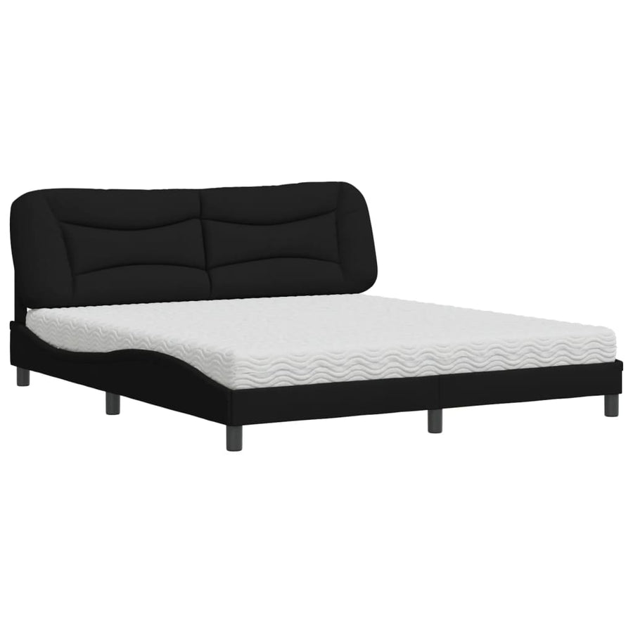 Bed met matras stof zwart 180x200 cm