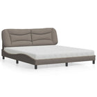 Bed with mattress "Hvar" fabric taupe 180x200 cm