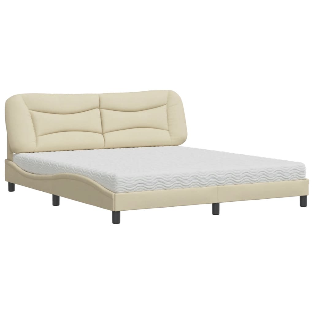 Bed met matras stof crèmekleurig 180x200 cm