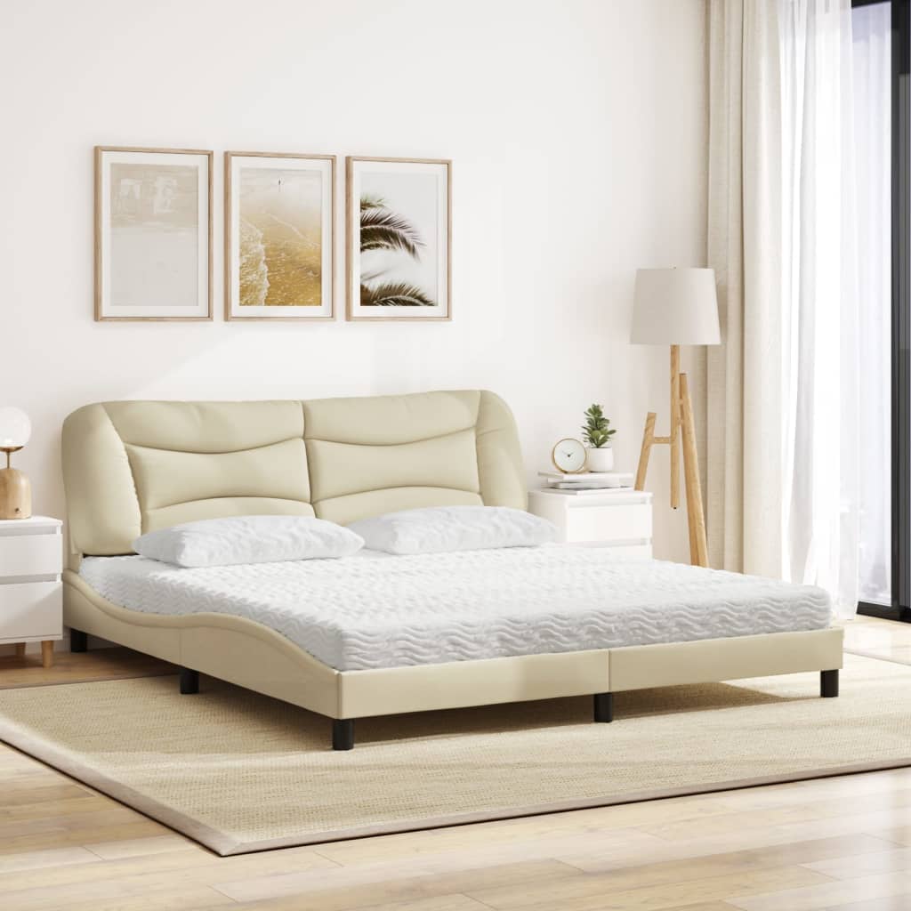 Bed met matras stof crèmekleurig 180x200 cm