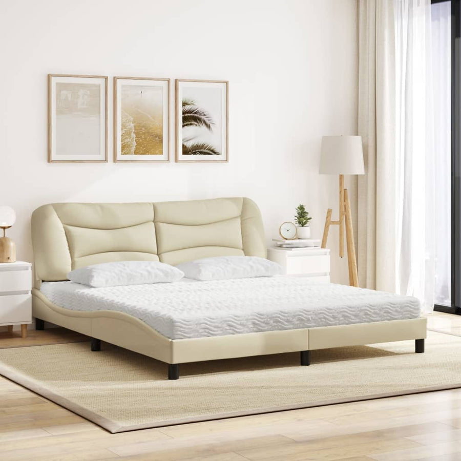 Bed met matras stof crèmekleurig 180x200 cm