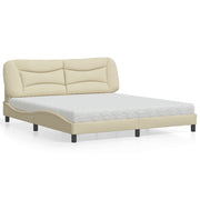 Bed met matras 180x200 cm crèmekleurig stof