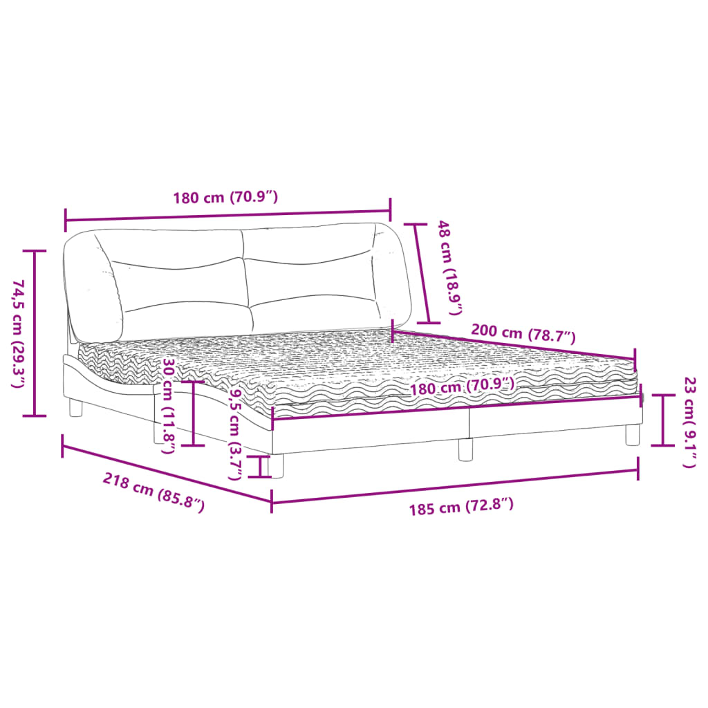 Bed met matras stof blauw 180x200 cm