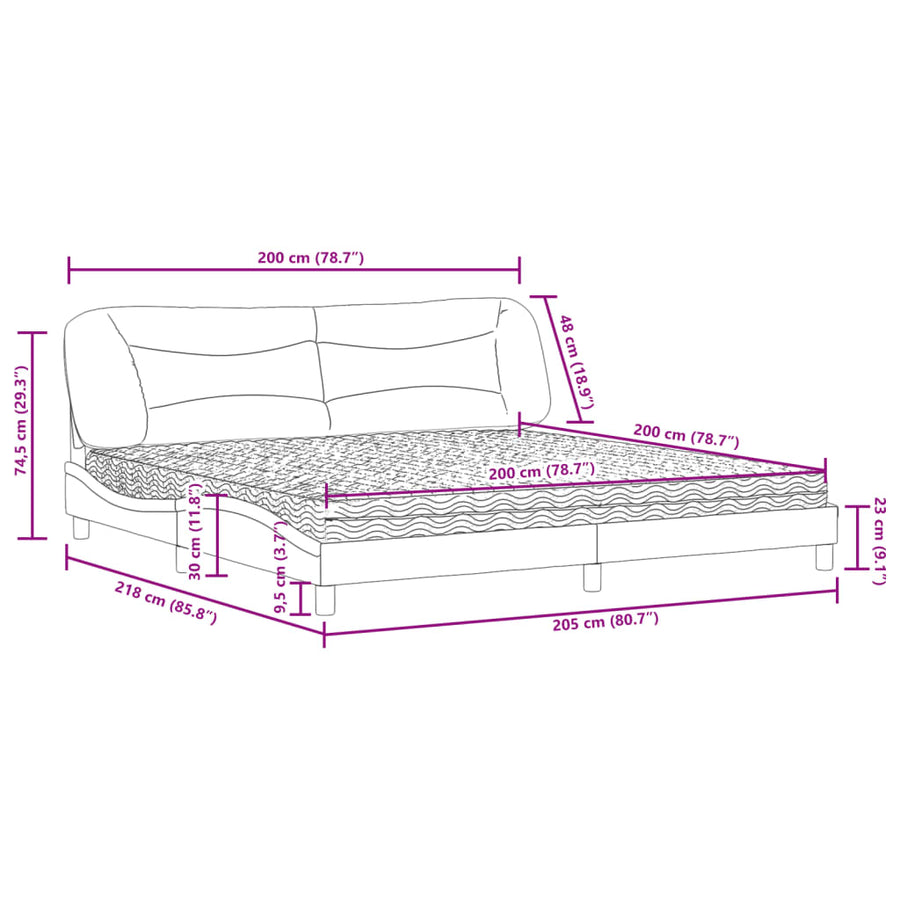 Bed met matras stof lichtgrijs 200x200 cm