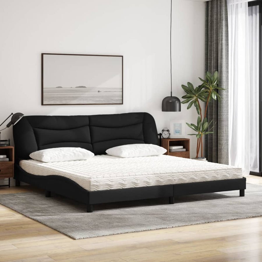 Bed met matras "Hvar" stof zwart 200x200 cm