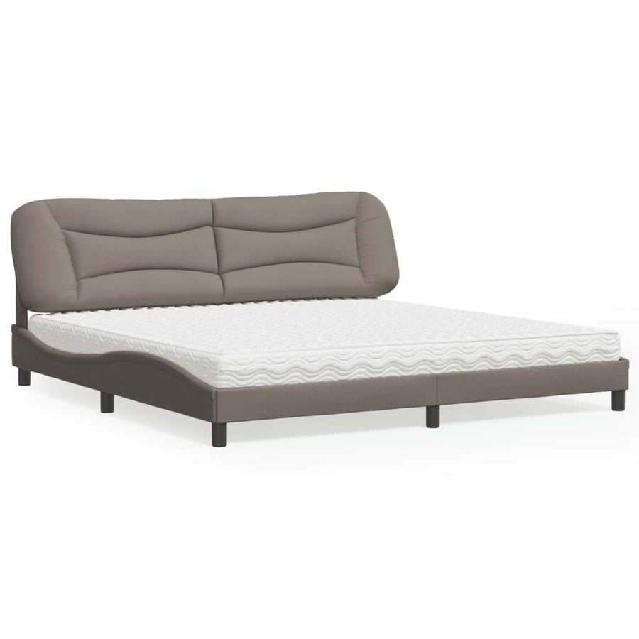 Bed Met Matras Stof 200 x 200 cm Taupe