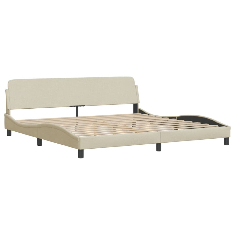 Bed Met Matras Stof Kleurig 200 x 200 cm Crème