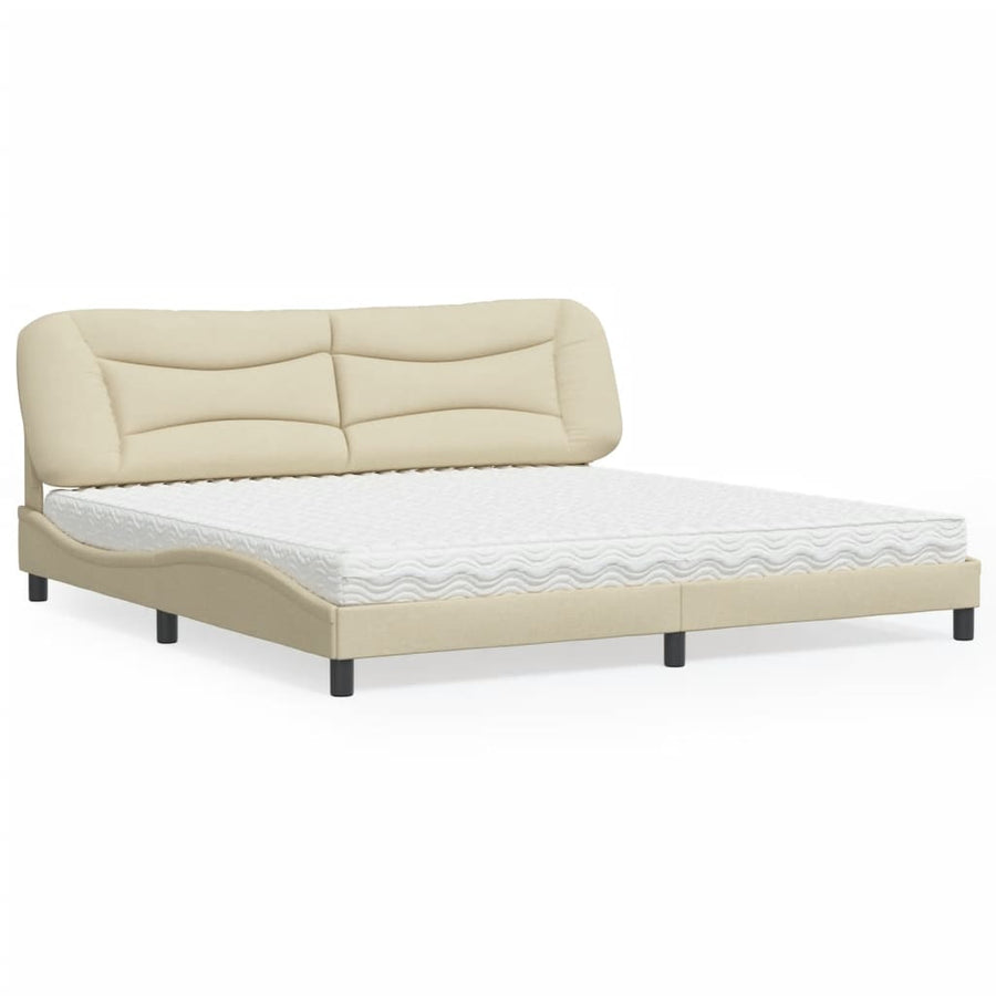 Bed Met Matras Stof Kleurig 200 x 200 cm Crème