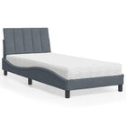 Bed met matras fluweel donkergrijs 80x200 cm