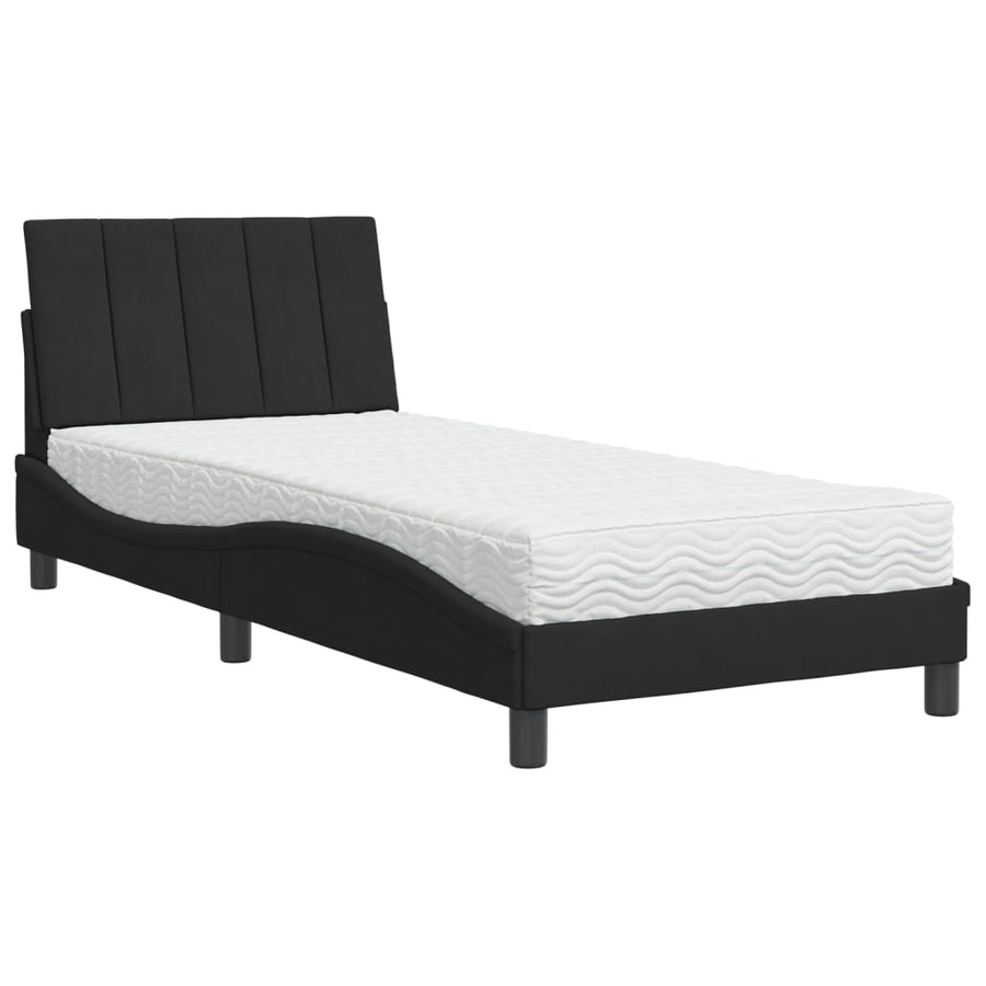 Bed met matras fluweel zwart 80x200 cm