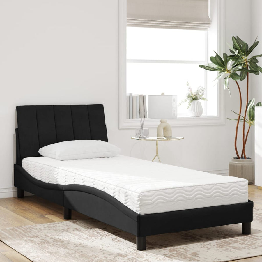 Bed met matras fluweel zwart 80x200 cm