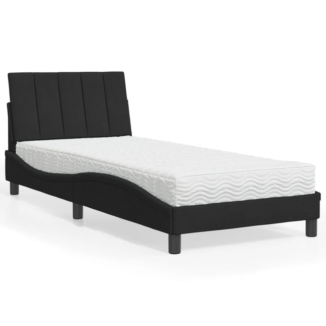 Bed met matras fluweel zwart 80x200 cm