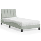 Bed met matras fluweel lichtgrijs 90x190 cm