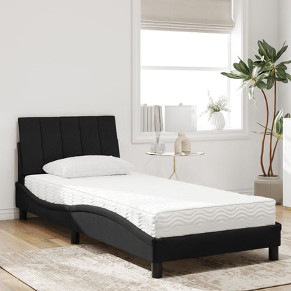 Bed met matras fluweel zwart 90x190 cm