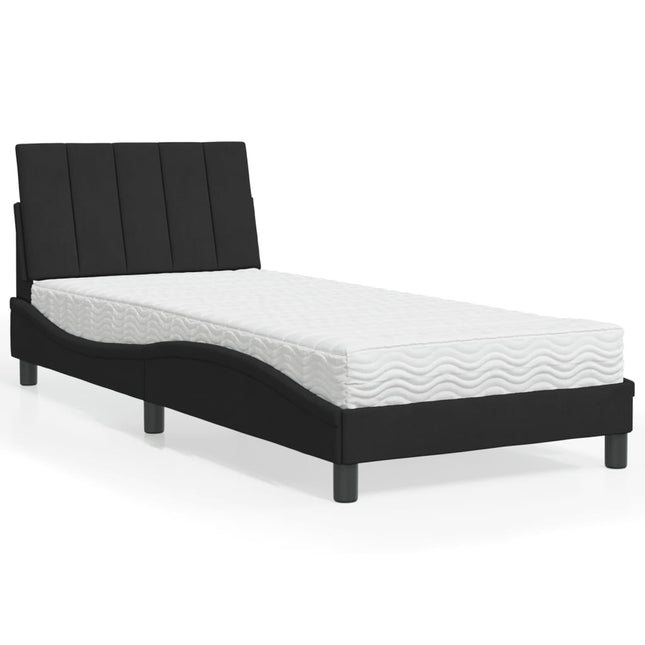 Bed met matras fluweel zwart 90x190 cm