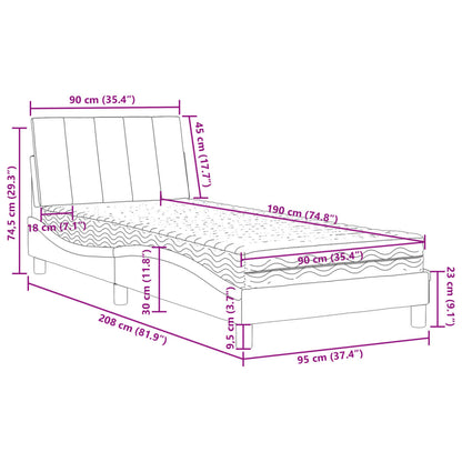 Bed Met Matras Fluweel 90 x 190 cm Roze