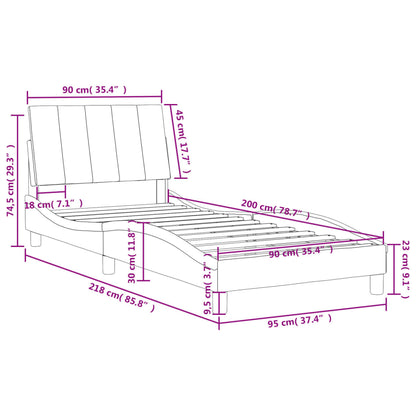 Bed met matras fluweel blauw 90x200 cm