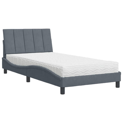 Bed met matras fluweel donkergrijs 100x200 cm