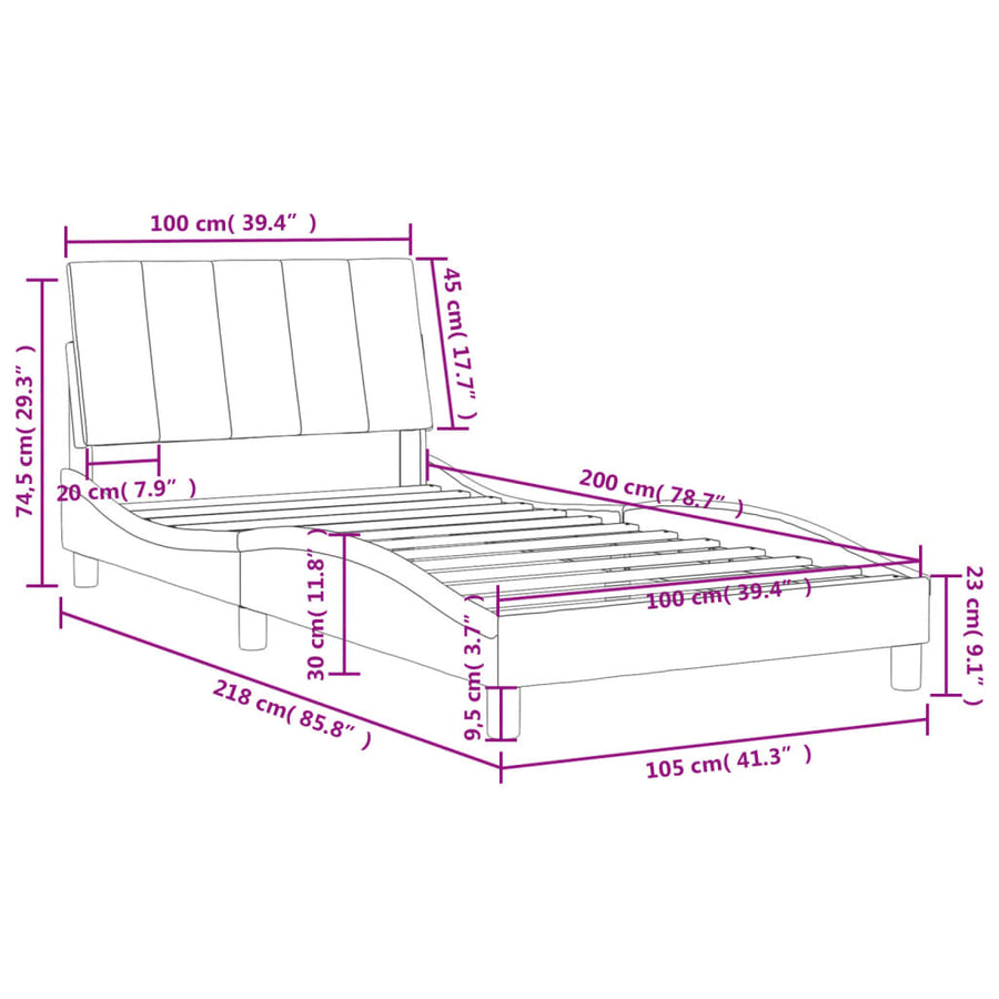 Bed met matras fluweel donkergrijs 100x200 cm