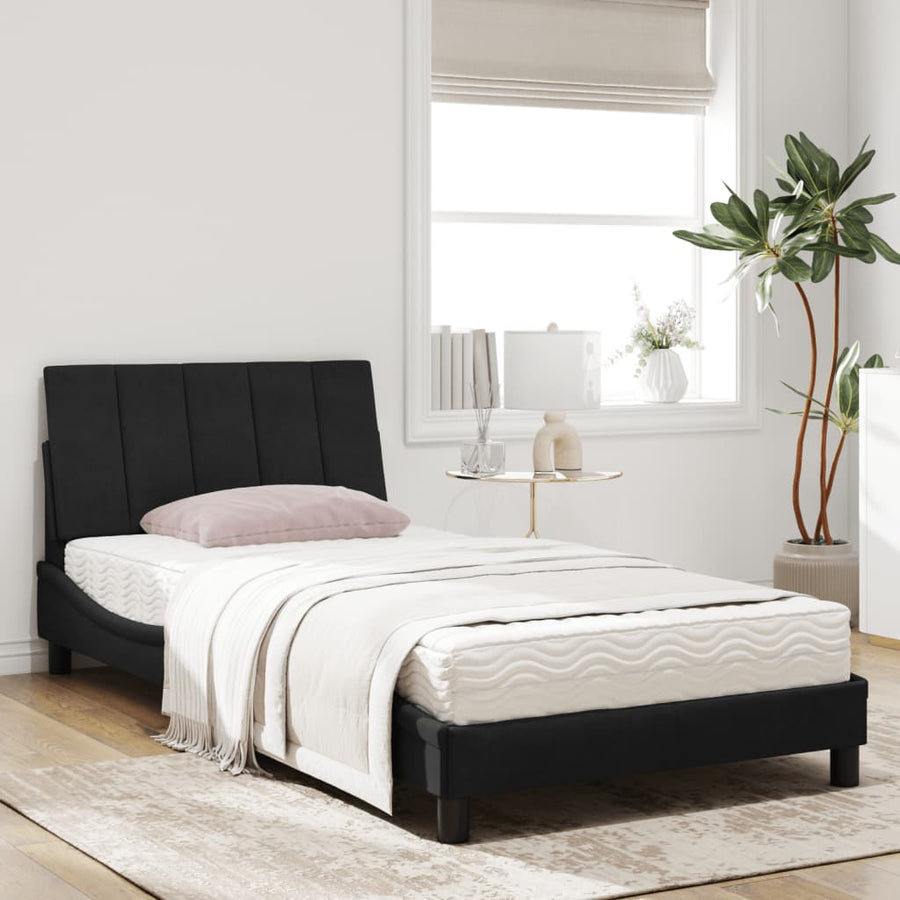 Bed met matras fluweel zwart 100x200 cm