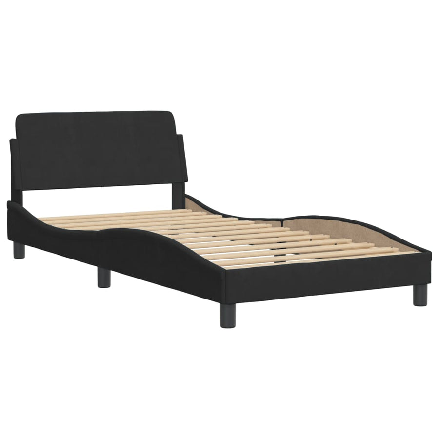 Bed met matras fluweel zwart 100x200 cm
