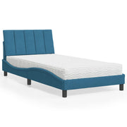 Bed met matras 100x200 cm fluweel blauw