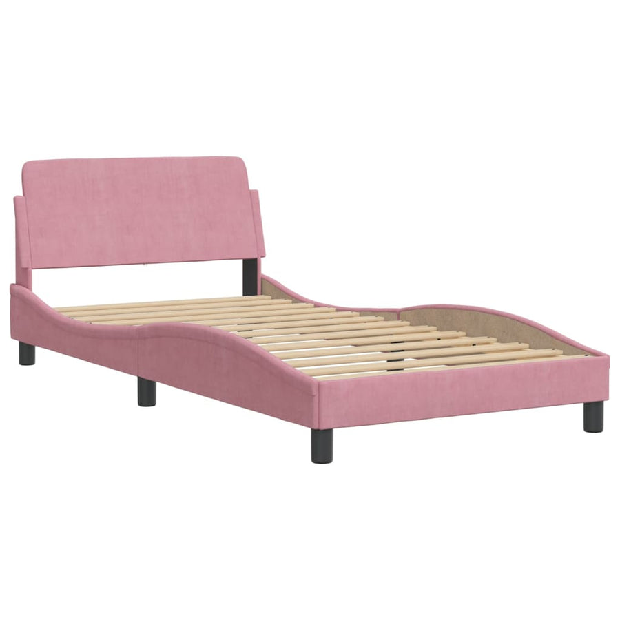 Bed met matras fluweel roze 100x200 cm