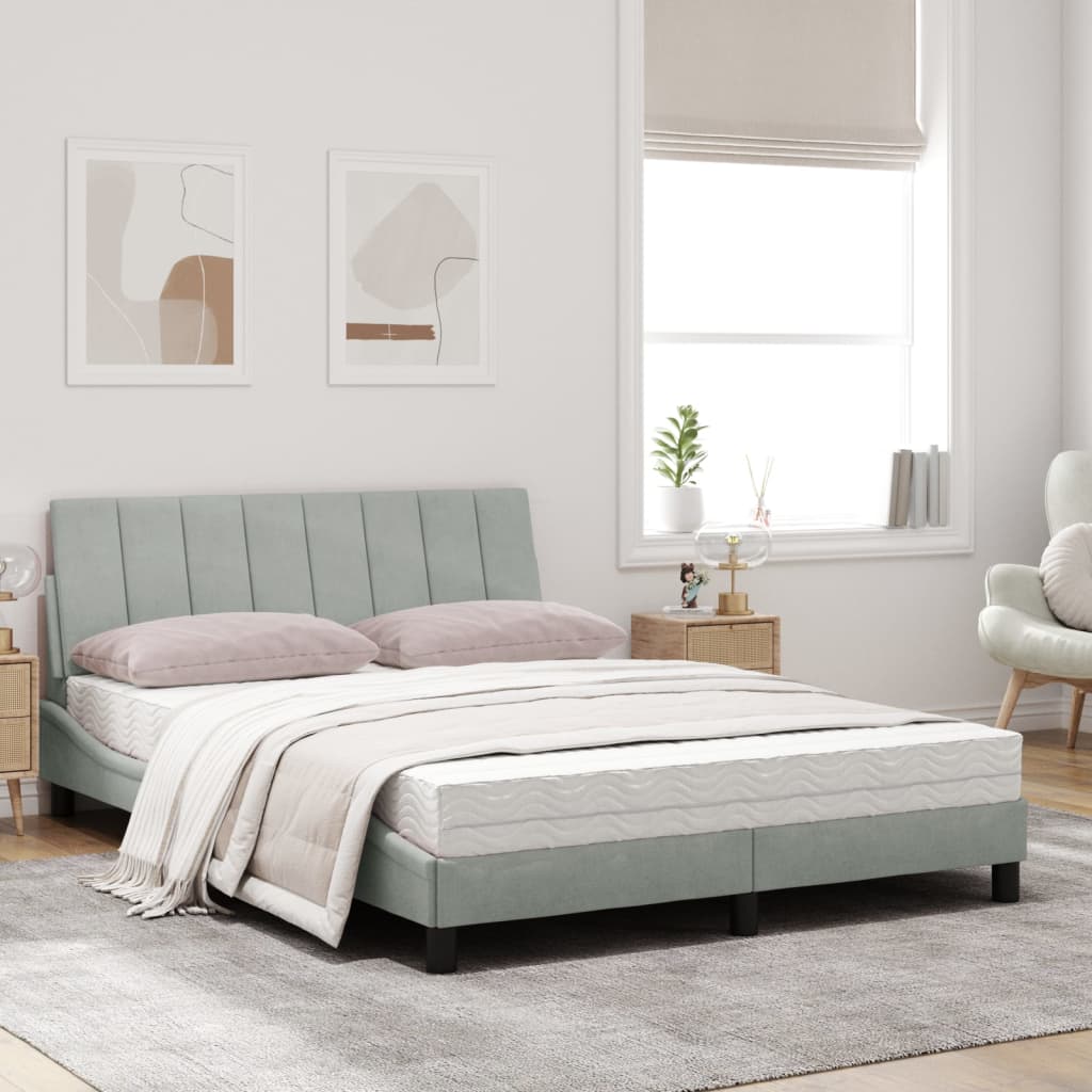 Bed met matras fluweel lichtgrijs 120x200 cm