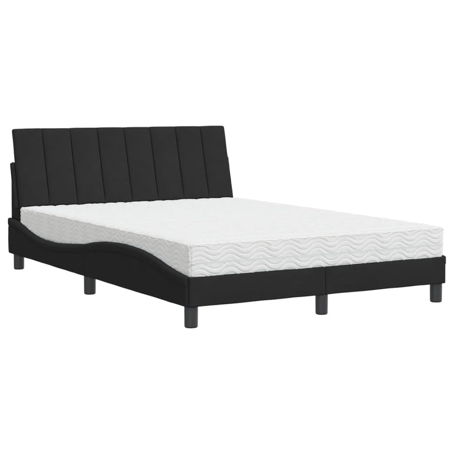 Bed met matras fluweel zwart 120x200 cm