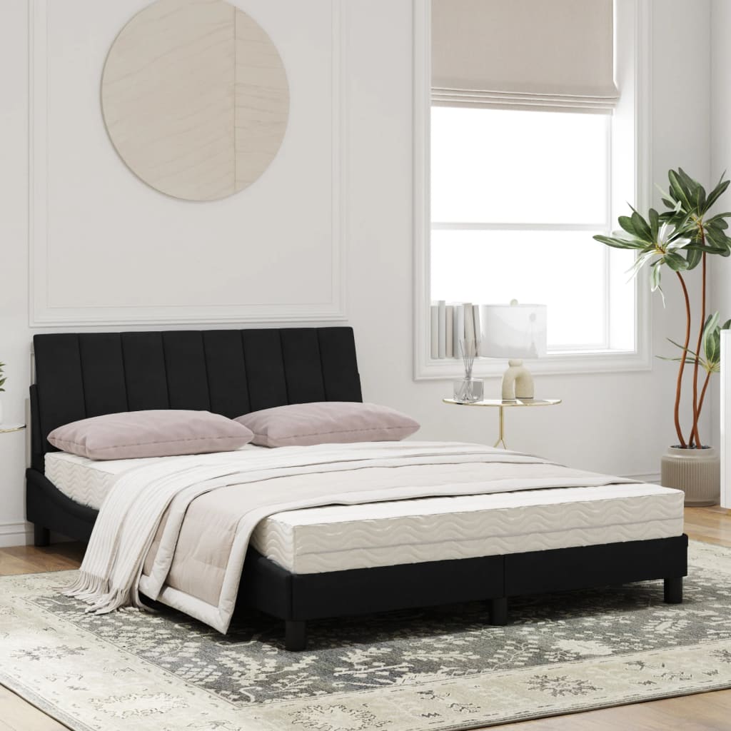 Bed met matras fluweel zwart 120x200 cm