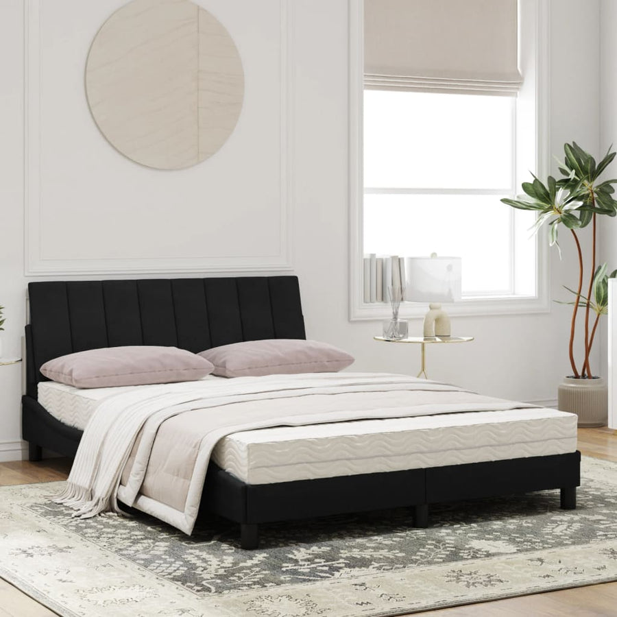 Bed met matras fluweel zwart 120x200 cm