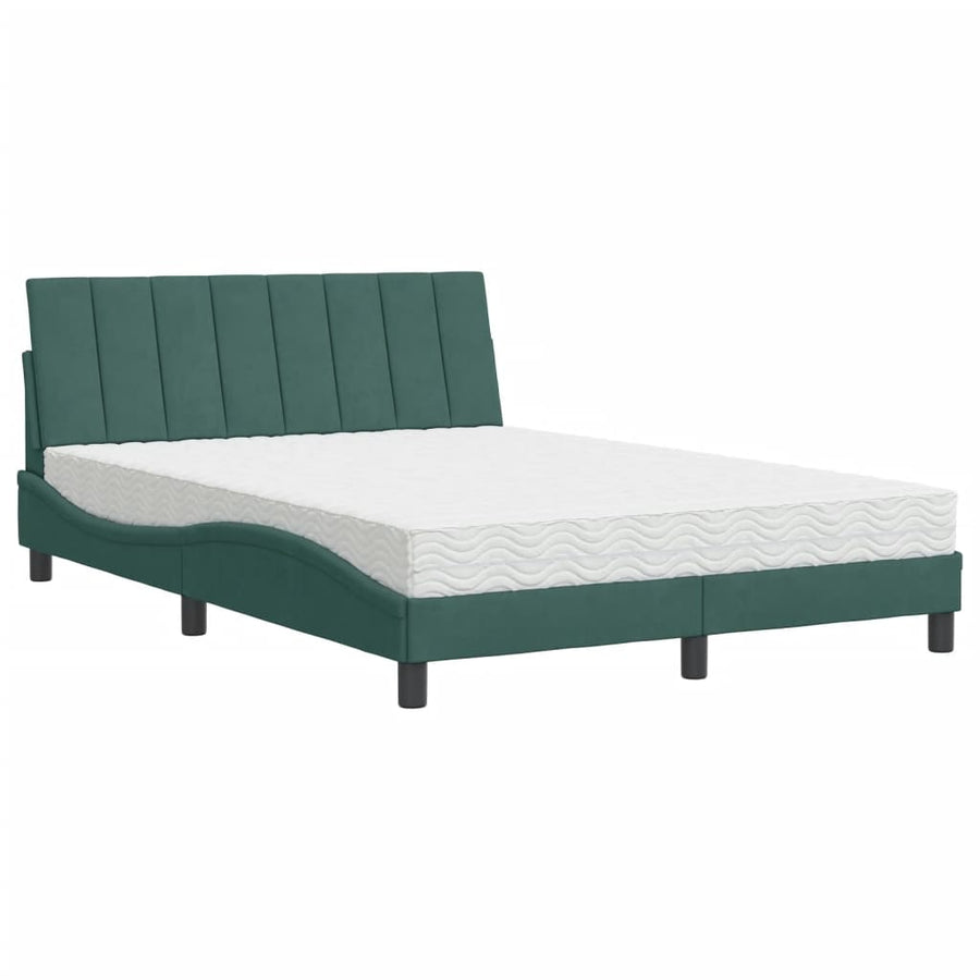 Bed met matras fluweel donkergroen 120x200 cm