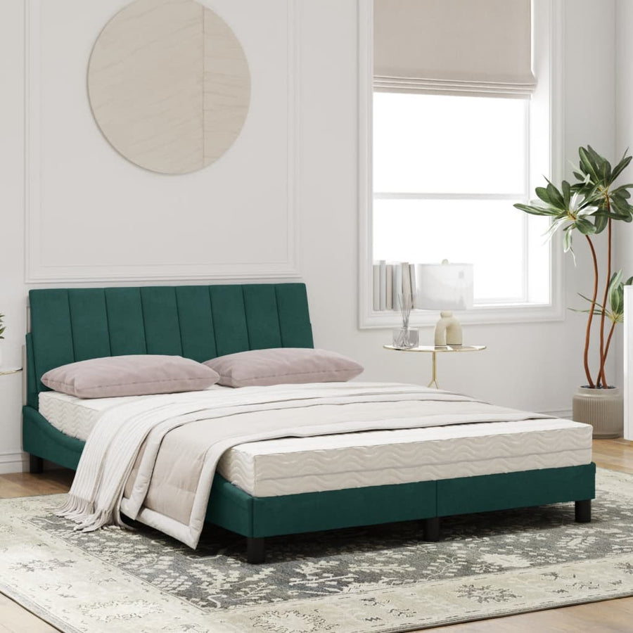 Bed met matras fluweel donkergroen 120x200 cm