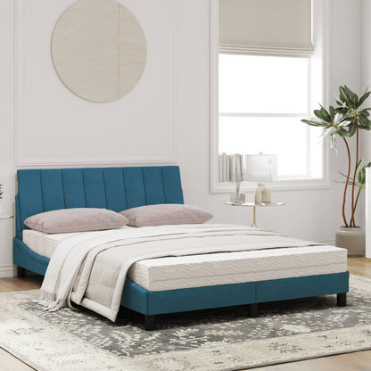 Bed met matras fluweel blauw 120x200 cm