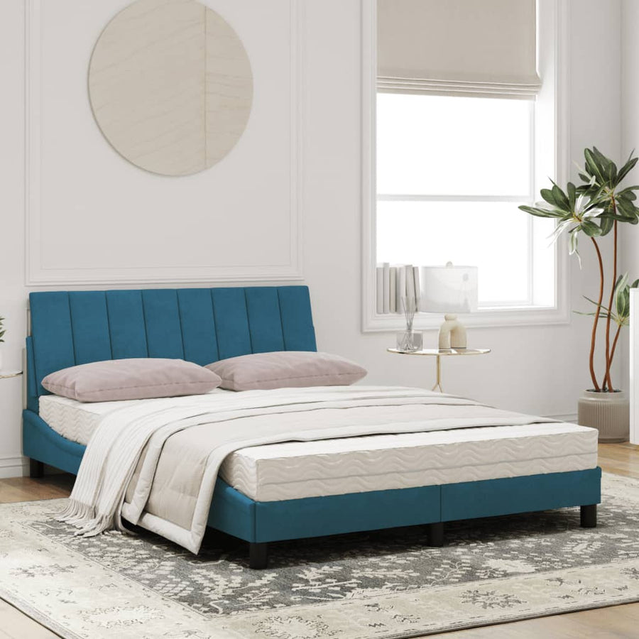 Bed met matras fluweel blauw 120x200 cm