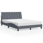 Bed met matras fluweel donkergrijs 140x190 cm