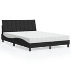 Bed met matras fluweel zwart 140x190 cm