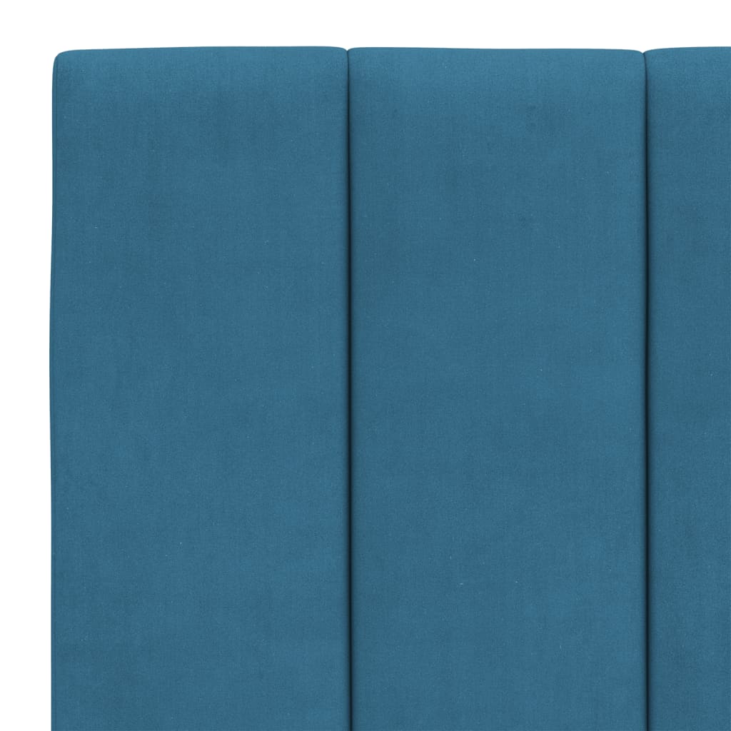 Bed Met Matras Fluweel 140 x 190 cm Blauw