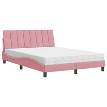 Bed Met Matras Fluweel 140 x 190 cm Roze