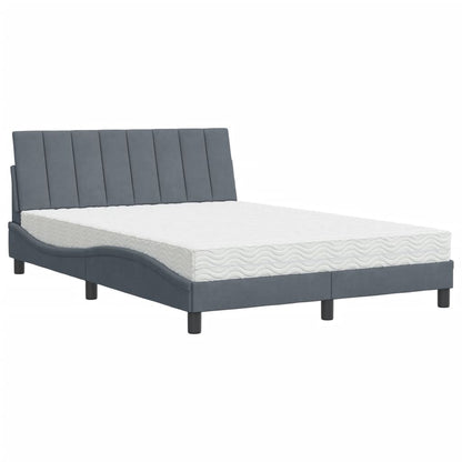 Bed met matras fluweel donkergrijs 140x200 cm
