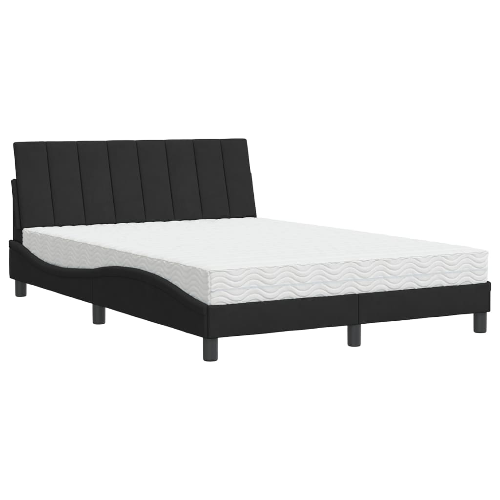 Bed met matras fluweel zwart 140x200 cm