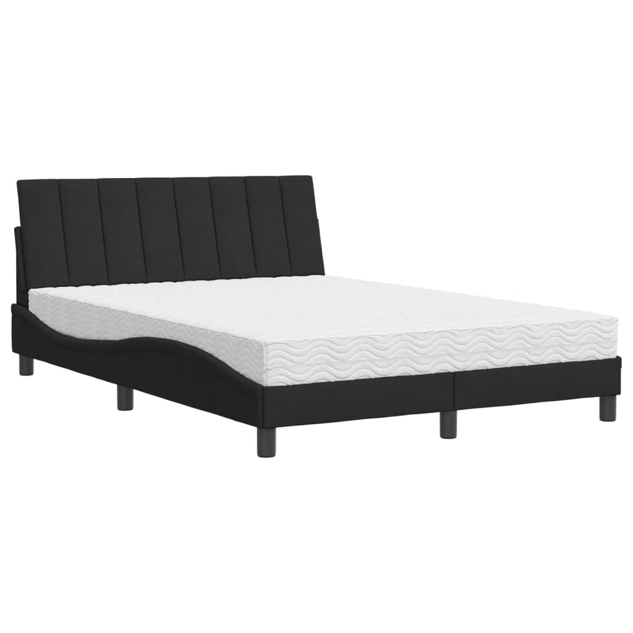 Bed met matras fluweel zwart 140x200 cm