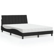 Bed met matras "Hanko" fluweel zwart 140x200 cm