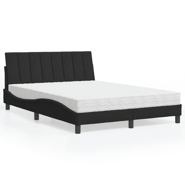 Bed met matras fluweel zwart 140x200 cm