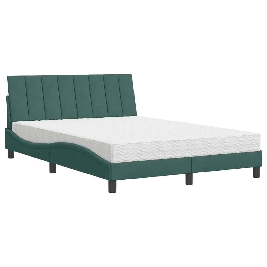 Bed met matras fluweel donkergroen 140x200 cm