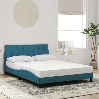 Bed Met Matras Fluweel 140 x 200 cm Blauw