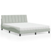 Bed met matras 160x200 cm lichtgrijs fluweel