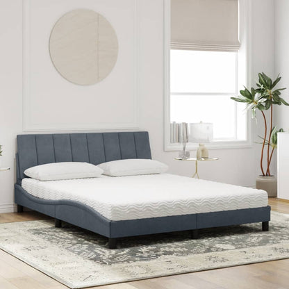 Bed met matras fluweel donkergrijs 160x200 cm