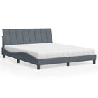 Bed met matras fluweel donkergrijs 160x200 cm